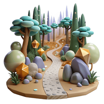 extraordinary abstract Forest Scene with Path Cutout detailed png