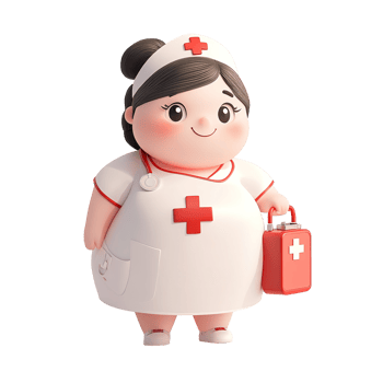 A cartoon illustration of a smiling nurse with medical equipment png