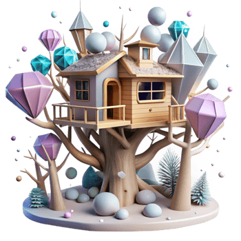 beautiful artistic Forest Treehouse Nestled in Branches Isolated professional png