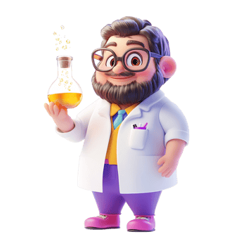 Cartoon Scientist Holding A Beaker Filled With Yellow Liquid png