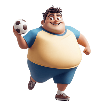 A smiling cartoon boy holding a soccer ball is running png