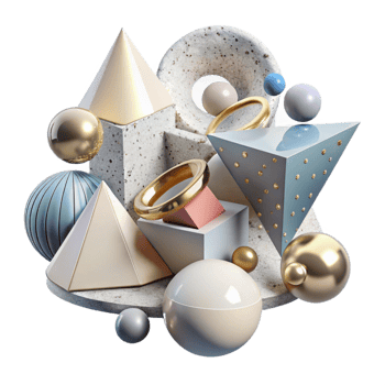 elegant vintage Geometric Light Shapes with Triangular Forms Cutout png