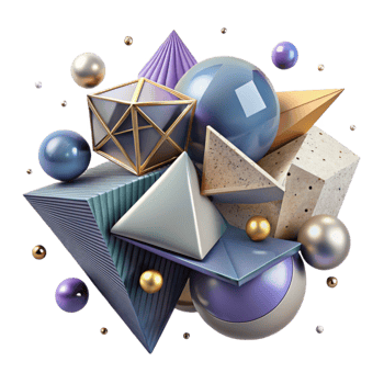 stunning artistic Geometric Shapes Morphing Isolated on Transparent Background genuine png