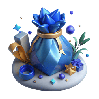impressive abstract Gift Bag Isolated with Blue Ribbon original png