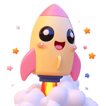 A cute cartoon rocket is launching into outer space png