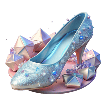 dramatic abstract Glass Slipper with Sparkling Detail Transparent Background high quality png