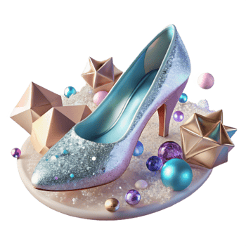 dramatic traditional Glass Slipper with Sparkling Detail Transparent Background authentic png