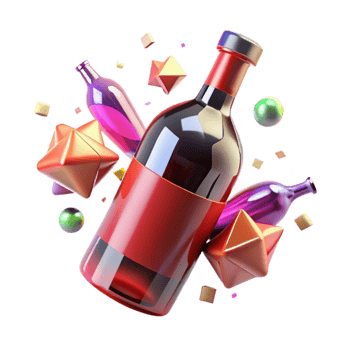 serene artistic Glass Wine Bottle with Red Wine Isolated high resolution png