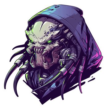 A Detailed Illustration of a Fierce Alien Creature Head png
