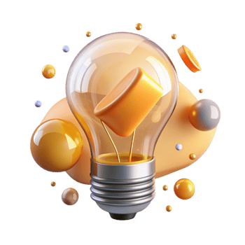 dramatic artistic Glowing Light Bulb Isolated with Yellow Filament authentic png