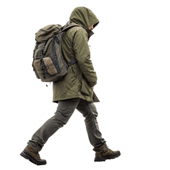 Alone traveler walking with bag png