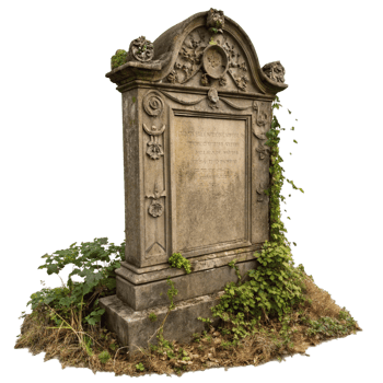 Realistic aged stone gravestone on transparent background png
