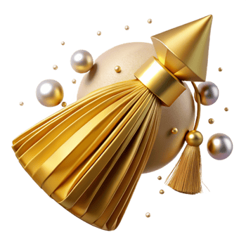 serene modern Gold Thread Tassel Cutout Elegant Design authentic png