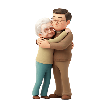 A loving embrace between a younger man and an older woman png