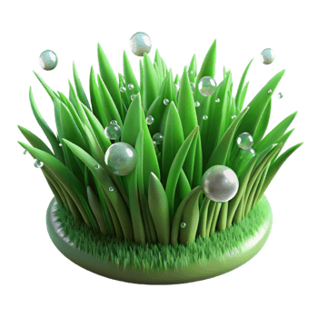 dramatic creative Green Grass Clump with Dew Drops Transparent Background Cutout exclusive png