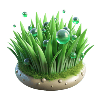 magnificent minimalist Green Grass Clump with Dew Drops Transparent Background Cutout genuine png
