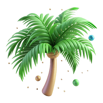 magnificent artistic Green Palm Tree Frond Swaying Transparent Background high quality png