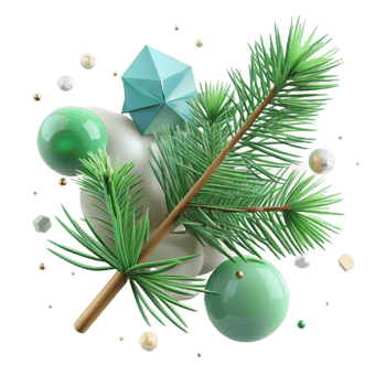 beautiful modern Green Pine Tree Branch Snow Covered Cutout png