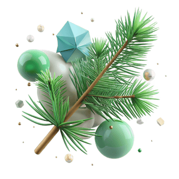 impressive rustic Green Pine Tree Branch Snow Covered Cutout authentic png