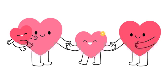 Happy Family pretty heart characters with children together vector