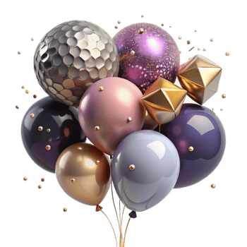 dramatic contemporary Group of Balloons Isolated on Transparent Background genuine png