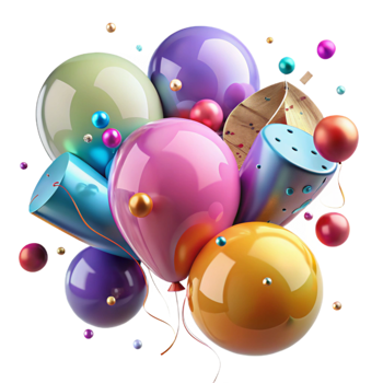 stunning modern Group of Colorful Balloons Floating Upwards Transparent Element detailed png