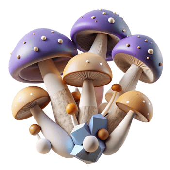 impressive traditional Group of Mushrooms Clustered Isolated Cutout original png
