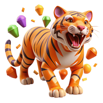 beautiful creative Growling Tiger Orange Stripes Isolated authentic png