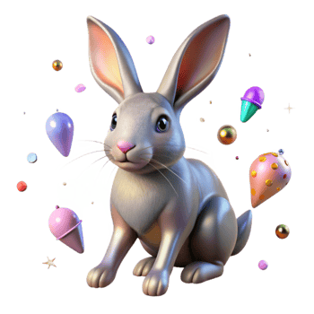 stunning vintage Hopping Rabbit Long Ears Isolated original png