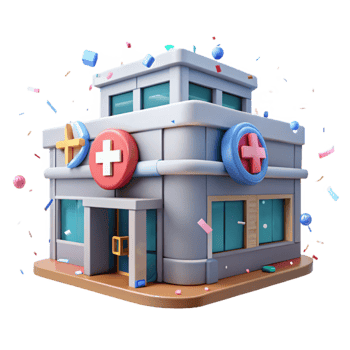 stunning classic Hospital Building Transparent Background with Emergency Room detailed png