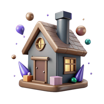 wonderful abstract House Cutout with Chimney and Windows original png
