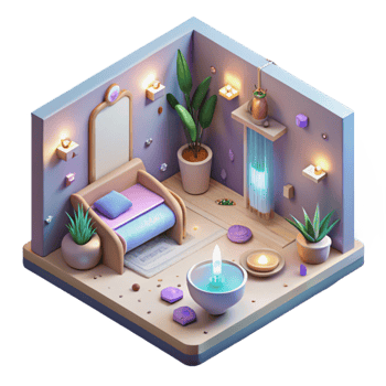 vibrant abstract Isometric View Healing Spa Room Isolated premium png