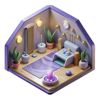 vibrant vintage Isometric View Healing Spa Room Isolated premium png
