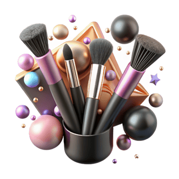 wonderful classic Makeup Brushes Cutout with Black Handles authentic png