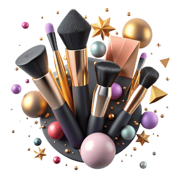 wonderful rustic Makeup Brushes Cutout with Black Handles genuine png