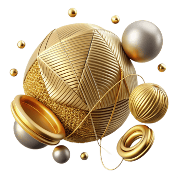 stunning traditional Metallic Gold Thread Isolated with Reflective Surface detailed png