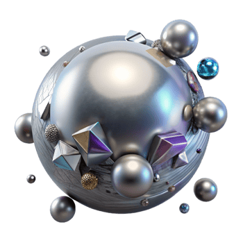 magnificent vintage Metallic Silver Sphere Isolated detailed png