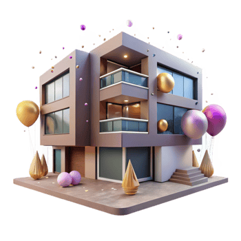 dramatic artistic Modern Apartment Building Exterior Isolated exclusive png