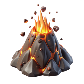 elegant contemporary Molten Lava Flow with Glowing Embers Isolated premium png