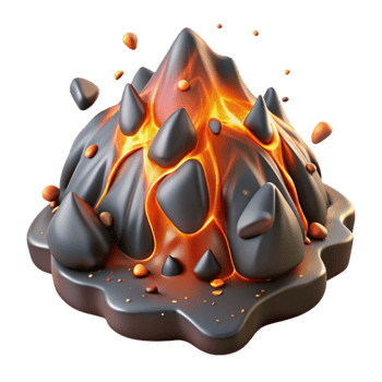 magnificent contemporary Molten Lava Flow with Glowing Embers Isolated high quality png
