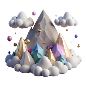 vibrant artistic Mountain Range with Clouds Isolated original png
