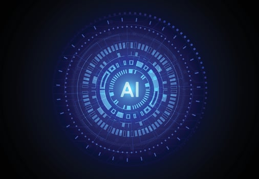 Artificial intelligence circle chipset on circuit board in futuristic concept technology artwork design for web, banner, card, cover. illustration vector