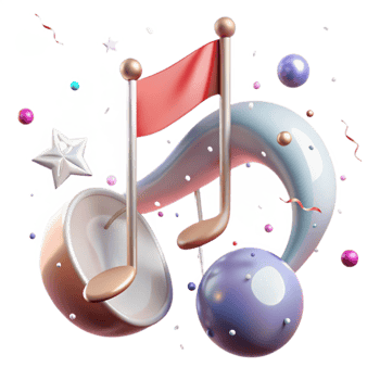 vibrant rustic Music Note Transparent Background with Stem and Flag genuine png