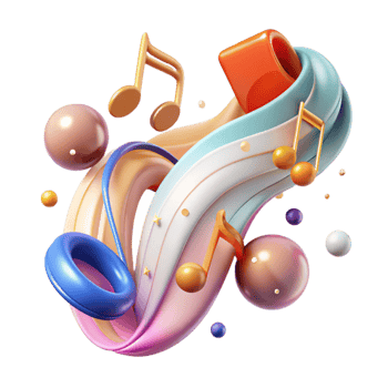 beautiful traditional Music Notes Flowing Cutout on Transparent Background png