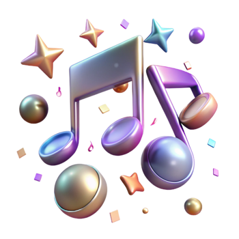 dramatic abstract Music Notes Cutout on Transparent Background detailed png