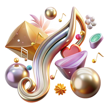 extraordinary modern Music Notes Transparent Background with Elegant Swirls high quality png
