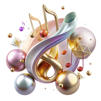 extraordinary creative Music Notes Transparent Background with Elegant Swirls professional png