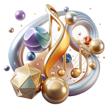 stunning artistic Music Notes Transparent Background with Elegant Swirls high resolution png