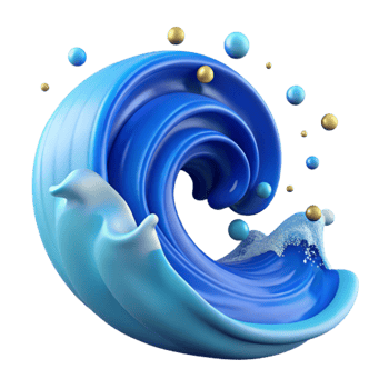 beautiful minimalist Ocean Wave Curling Crest Blue Water Cutout authentic png