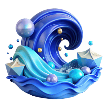 dramatic modern Ocean Waves Transparent Background with Blue Water premium png